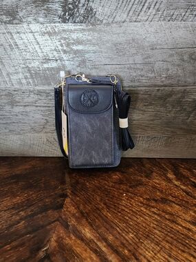 NWT Christian Lacroix Indigo Denim Phone Carrier Crossbody Wristlet